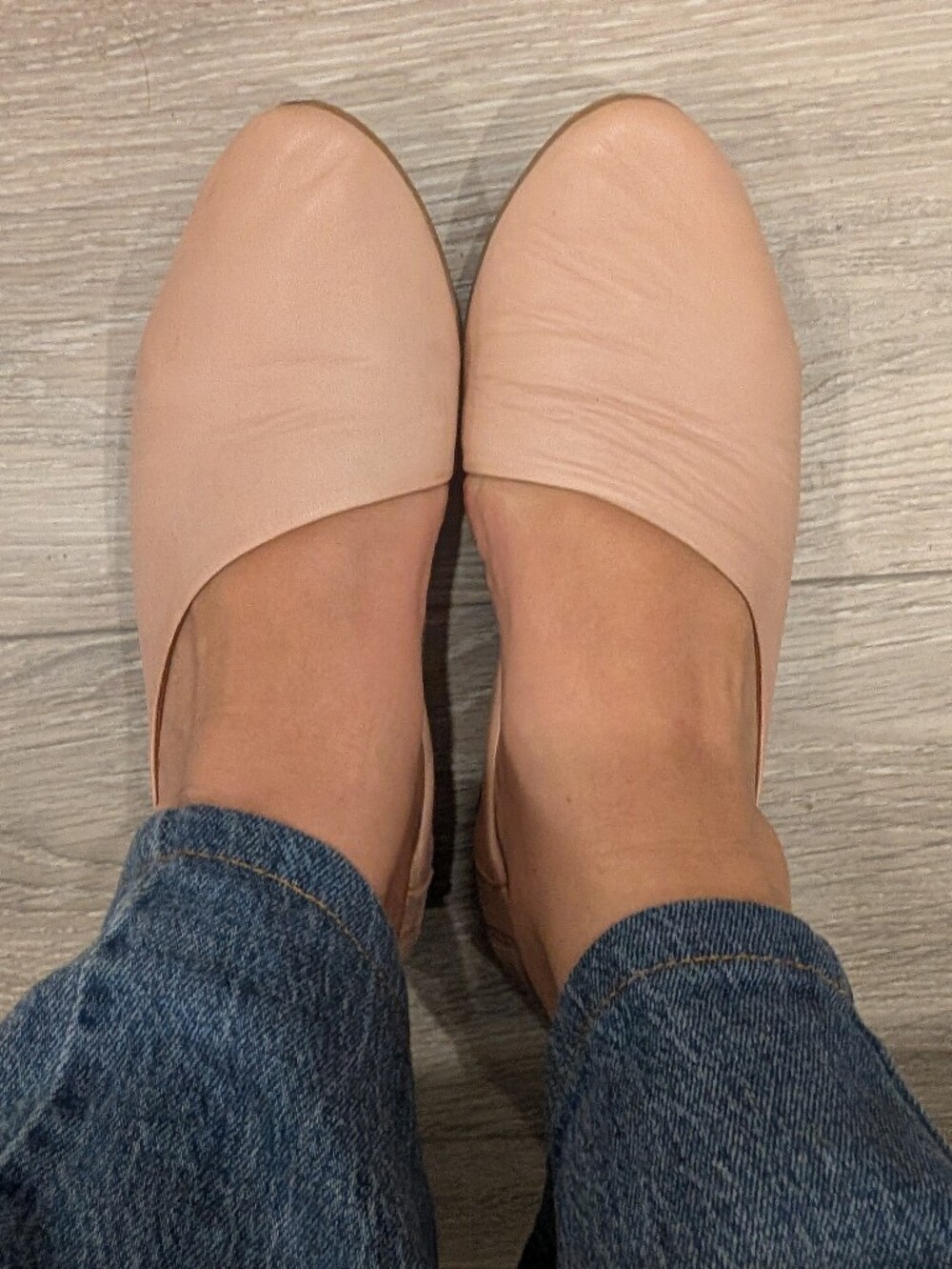 Leather Slip-On Ballet Flats in Blush Pink